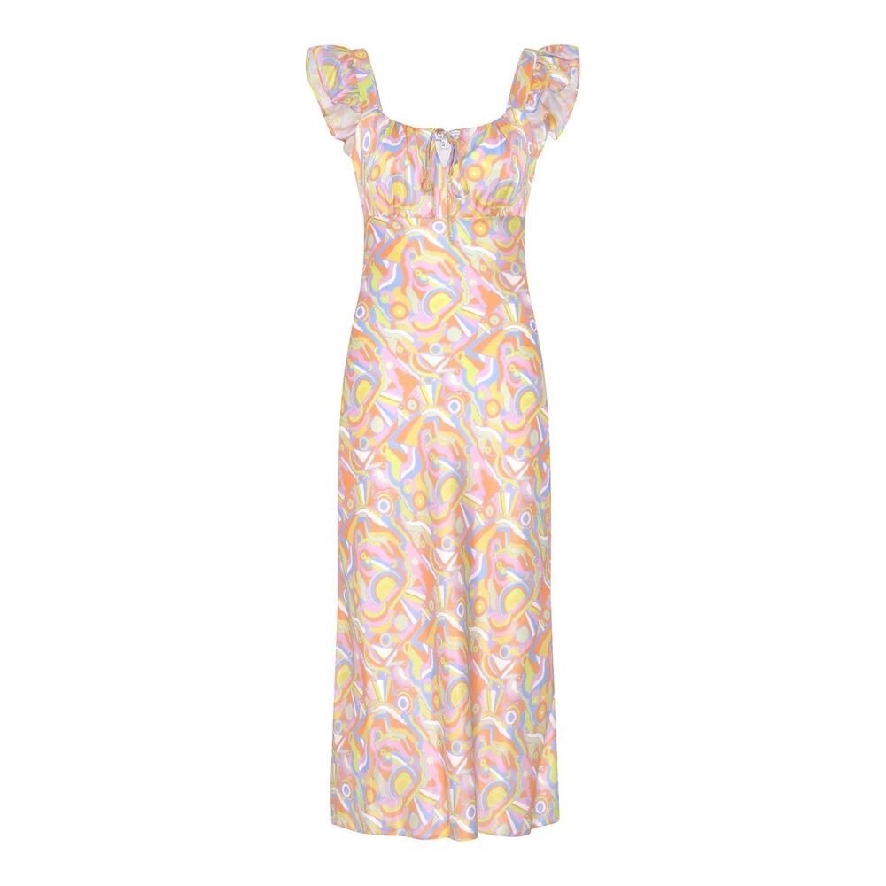 Olivia Rubin Colorful Satin Slip Dress Size 8